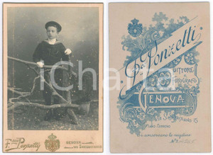 Fotografia d epoca originale 1900 ca GENOVA Bambino vestito da marinaretto  Foto Francesco PONZETTI 1