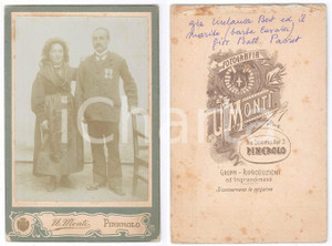 Fotografia d epoca originale 1900 ca PINEROLO Coniugi Giovanni Battista PASSET Melania BERT Foto U. MONTI 1