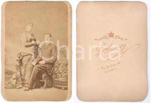Fotografia d epoca originale 1875 ca ROMA Ritratto di una coppia di sposi Foto Lorenzo SUSCIPJ 10x15 cm 1