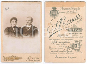 Fotografia d epoca originale 1905 ca BIELLA Coppia di sposi  Ritratto  Foto S. ROSSETTI 11x16 cm 1