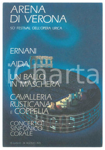 Cartolina originale da collezione 1972 STORIA POSTALE  ARENA DI VERONA 50 Stagione Lirica  Cartolina FDC 1