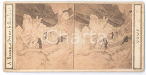 Fotografia d epoca originale 1880 ca ALPINISME SUISSE Oberland Bernois  Glacier GRINDELWALD  Stereoview 1