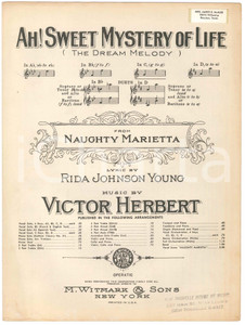 Oggetto da collezione cartaceo 1910 Victor HERBERT Rida Johnson YOUNG Ah! Sweet Mystery of Life  Spartito 1