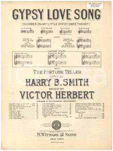 Oggetto da collezione cartaceo 1898 Victor HERBERT Harry B. SMITH Gypsy Love Song  Spartito 1