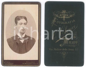 Fotografia d epoca originale 1880 ca MILANO Ritratto di un giovane uomo  Foto C. CLERICI CDV 1