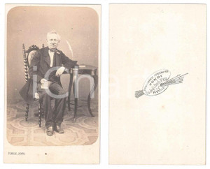 Fotografia d epoca originale 1870 ca PISTOIA Uomo alla scrivania con libri  Foto Stabilimento FONDI CDV 1