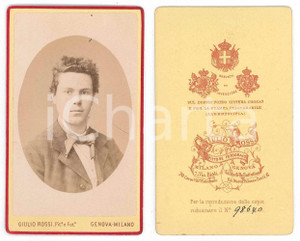Fotografia d epoca originale 1875 ca ITALIA Ritratto di un giovane uomo  Foto Giulio ROSSI CDV 1