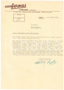 Documento originale, autentico 1955 LJUBLJANA SLOVENIA Ditta HERMES   Lettera commerciale 1