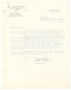 Documento originale, autentico 1955 ROMA Via Archimede 67  Lettera Attilio PENNA inviato commerciale a Caracas 1