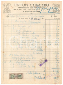 Documento originale, autentico 1925 SAN GIORGIO DI NOGARO  Eugenio PITTON Ferramenta legnami cementi Fattura 1