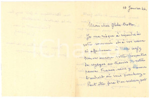 Autografo originale Gennaio 1946 FRANCE Etienne BANDY DE NALECHE invita un amico Autografo 1