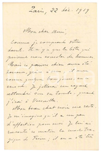 Autografo originale 1919 PARIS Paul BRULAT e la consolazione degli animali per l uomo Autografo 1