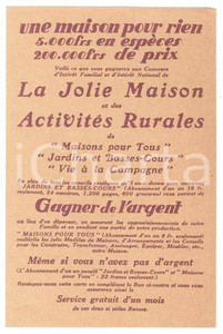 Materiale pubblicitario d’epoca 1920 ca PARIS  HACHETTE Bon pour service gratuit d un mois de MAISONS POUR TOUS 1