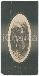 Fotografia d epoca originale 1910 ca ITALIA Cacciatore con il cane  Ritratto  Foto anonima 13x25 cm 1