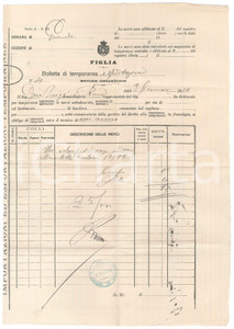 Documento originale, autentico 1914 Dogana di GRIMALDI IM Bolletta di temporanea esportazione per bici 1