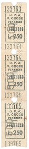 Oggetto da collezione cartaceo 1950 ca FIRENZE  O.P.A. Basilica di Santa Croce  3 biglietti d ingresso 2x15 1