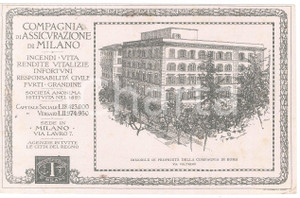 Materiale pubblicitario d’epoca 1900 ca Compagnia di Assicurazione di MILANO  Carta assorbente pubblicitaria 1