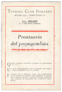 Libro, pubblicazione d epoca 1931 MILANO  TOURING CLUB ITALIANO Prontuario del propagandista 30 pp. 1
