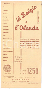 Materiale pubblicitario d’epoca 1935 ROMA Agenzia EXPRINTER  Gita BELGIO e OLANDA Expo BRUXELLES Programma 1
