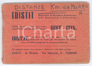 Libro, pubblicazione d epoca 1961 Prontuario EDISIT  Distanze e itinerari da Milano  80 pp. 1