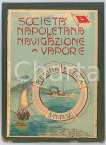 Materiale pubblicitario d’epoca 1920 ca SNNV NAPOLI  Nave Regina Elena  Targa pubblicitaria ILLUSTRATA 1