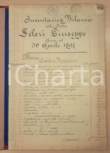Documento originale, autentico 1897 MILANO Corso S. Celso  Giuseppe SELERI orologeria  Inventario e bilancio 1