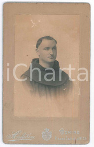 Fotografia d epoca originale 1890 ca TORINO Ritratto di giovane frate  Busto Foto MONTABONE 8x12 cm 1