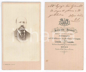 Fotografia d epoca originale 1875 ca Ritratto maschile  Busto  Fotografia Alphonse BERNOUD CDV 1