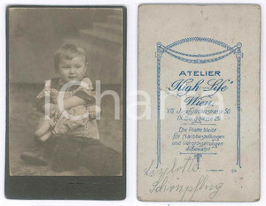 Fotografia d epoca originale 1910 ca WIEN Liselotte SCHONPFLUG bambina con la bambola Foto Atelier HIGHLIFE 1
