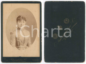 Fotografia d epoca originale 1880 ca PALERMO Giovane donna in abito a quadretti  Foto INTERGUGLIELMI 1