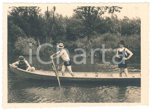 Fotografia d epoca originale 1936 LOMELLINA Torrente TERDOPPIO  Gita in barca a remi 2 Foto 12x9 cm 1