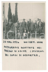 Fotografia d epoca originale 1926 Area di UDINE  Studenti del corso per geometri Foto Manlio LISO 8x13 1 1