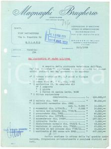Documento originale, autentico 1959 BRUGHERIO  MAGNAGHI Macchine utensili  Preventivo motore e valvole 1