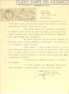 Documento originale, autentico 1940 MILANO via Poliziano  Studio d Arte del Mosaico  Lettera commerciale 1