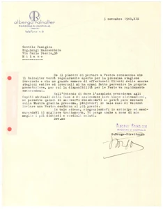 Manoscritto, lettera originale 1940 MADONNA DI CAMPIGLIO TN Albergo RAINALTER  Lettera ai clienti 1
