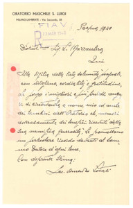 Autografo originale 1940 MILANO LAMBRATE Don Vincenzo LOCATI  Auguri di Pasqua Autografo 1