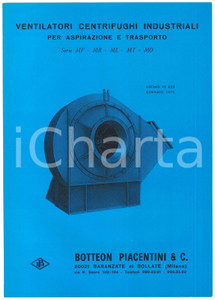 Materiale pubblicitario d’epoca 1970 BARANZATE Botteon Piacentini  Listino ventilatori industriali 1