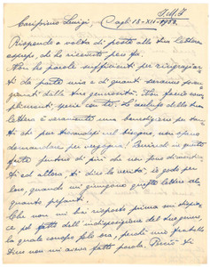 Autografo originale 1953 CAGLI Lettera mons. Pietro GROSSI a un generoso benefattore Autografo 1