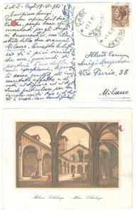 Autografo originale 1954 CAGLI Cartolina mons. Pietro GROSSI a un benefattore  AUTOGRAFO 1