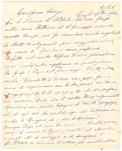 Autografo originale 1954 CAGLI Mons. Pietro GROSSI e la novena natalizia  Lettera AUTOGRAFA 1