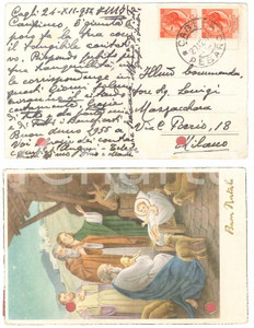 Autografo originale 1954 CAGLI Cartolina mons. Pietro GROSSI a un benefattore AUTOGRAFO 1