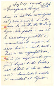 Autografo originale 1955 CAGLI Mons. Pietro GROSSI  Lettera di auguri AUTOGRAFO 1