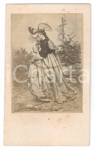 Fotografia d epoca originale 1870 ca ARTE Coppia a passeggio in campagna  Ritratto  Foto di quadro CDV 1