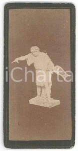 Fotografia d epoca originale 1900 ca ARTE Statuina di un poeta romano con cetra FOTO 3x7 cm 1