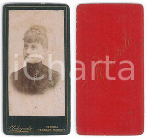 Fotografia d epoca originale 1880 ca Ritratto di donna  Busto  Foto Pietro CODOGNATO 4x8 cm 1