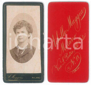 Fotografia d epoca originale 1880 ca MILANO Ritratto di giovane uomo  Busto  Foto Achille MUGGIA 4x8 cm 1