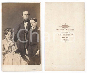 Fotografia d epoca originale 1875 ca TORINO Ritratto di famiglia con l unico figlio Foto Lodovico TUMINELLO 1
