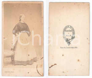 Fotografia d epoca originale 1870 ca NICE F Portrait de jeune femme Photo LEMIERE CDV 1
