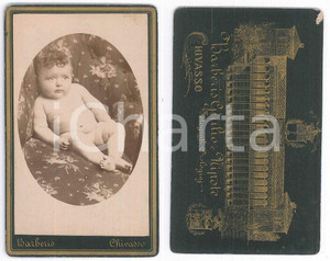 Fotografia d epoca originale 1880 ca CHIVASSO TO Ritratto di bambino in poltrona Foto  BARBERIS CDV 1