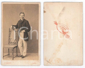 Fotografia d epoca originale 1870 ca TORINO Ritratto maschile in piedi  Foto Fratelli BERNIERI CDV 1